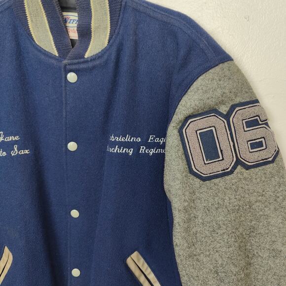Vintage Neff Marching Band Varsity Jacket Size Medium Blue Gray Button Felted - Picture 2 of 7
